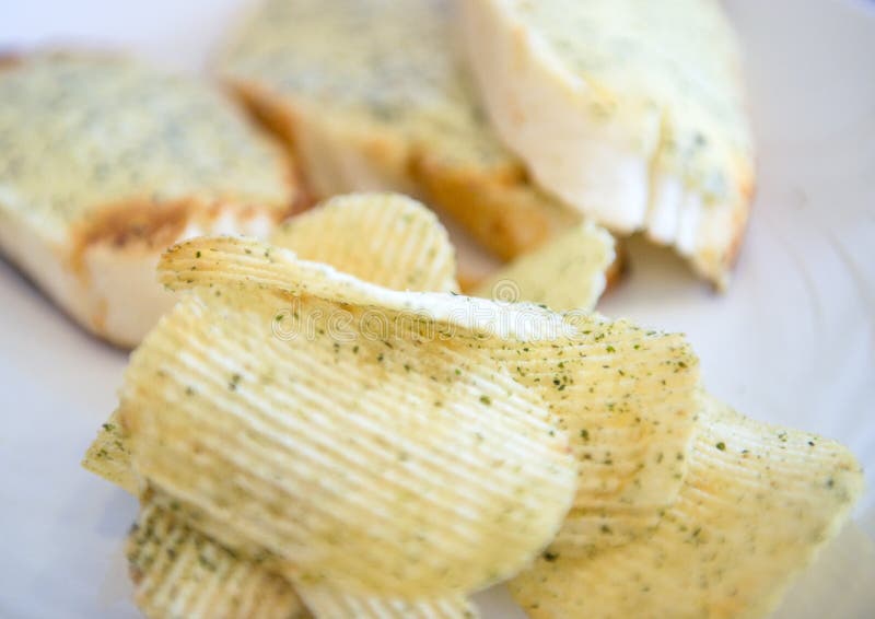 Potato with bread chips stock image. Image of cookie 104926751