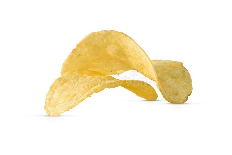Close up of potato chips isolated