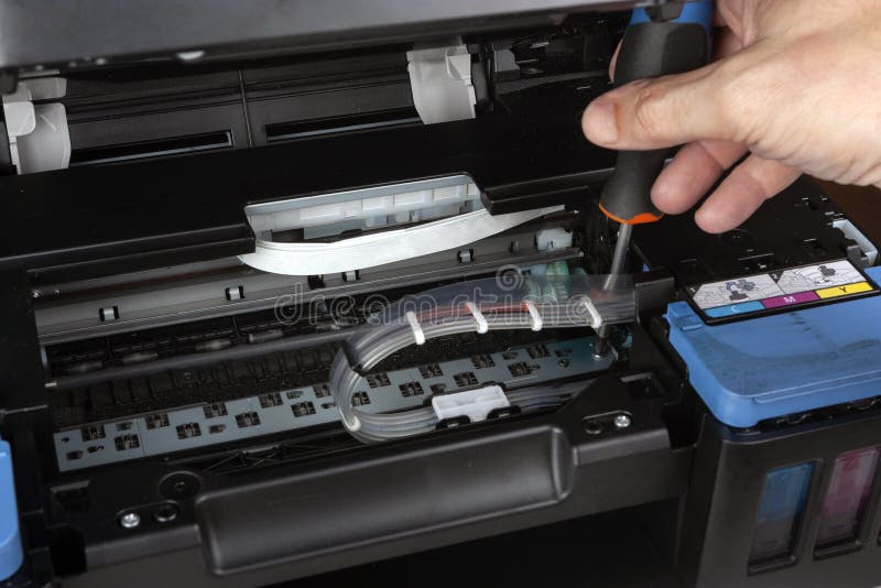 Close up of printer repair royalty free stock image