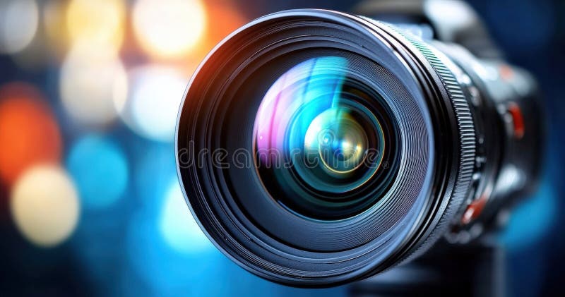 Close-up of a Professional Camera Lens vector illustration