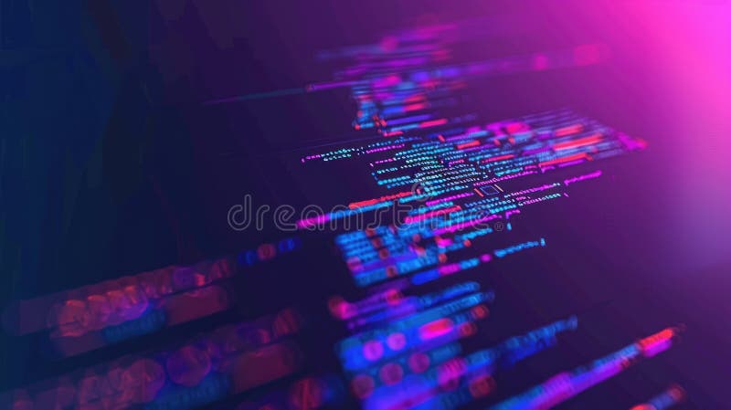 Close up of programming code on a laptop screen with blurred background. AIG53F. royalty free illustration