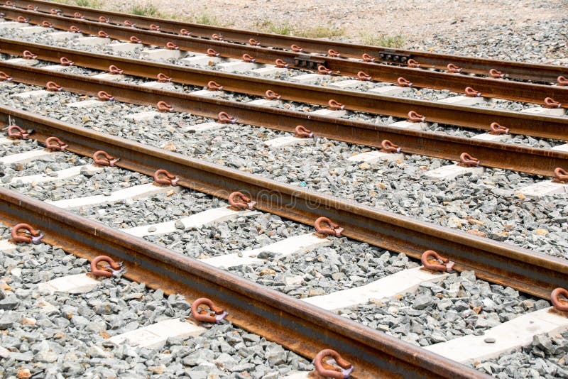 Close up Railway or Railroad have iron steel rust royalty free stock image