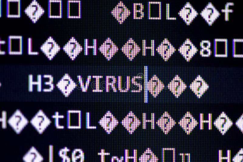 Random computer code with word virus royalty free stock images