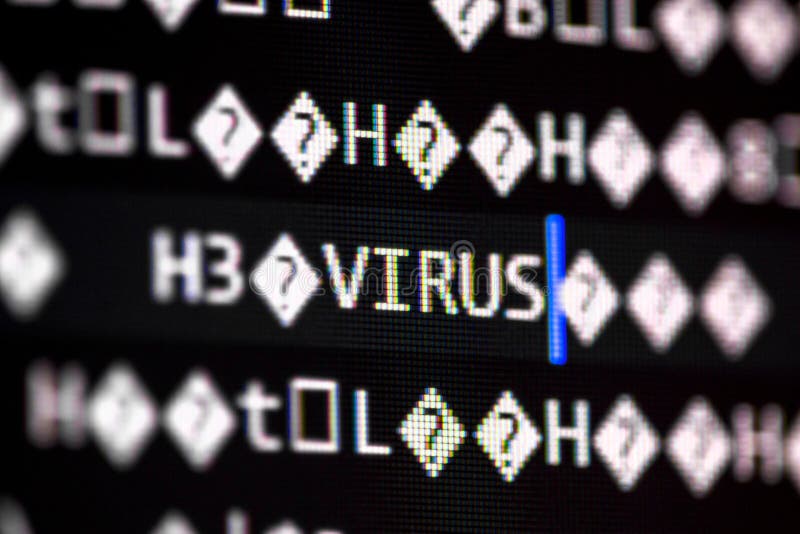 Random computer code with word virus royalty free stock photography