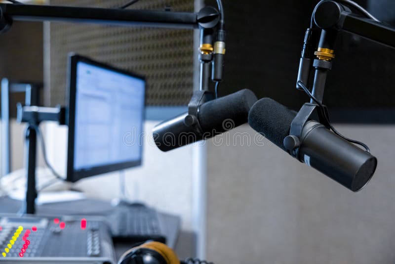 Close Up of Recording Euipment at the Recording Studio Stock Photo