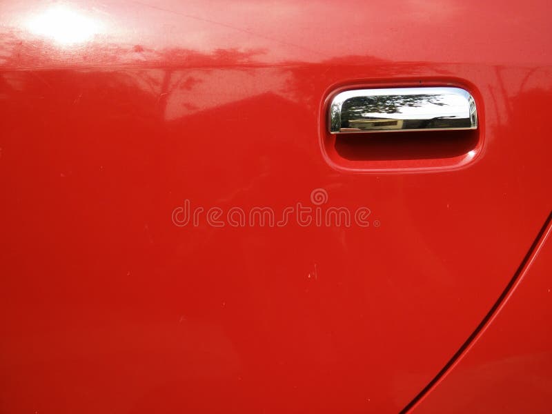 Close up of red car door stock image. Image of background 181294737