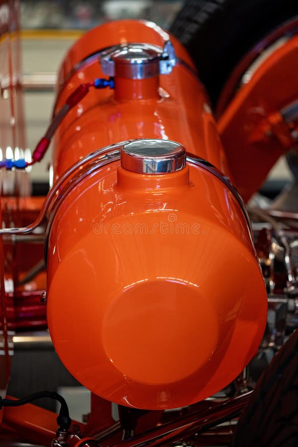 Close Up of Red Hot Rod Fuel Tank Stock Photo Image of lifestyle