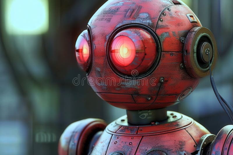 A Rusty Robot Gazes Into the Distance stock illustration
