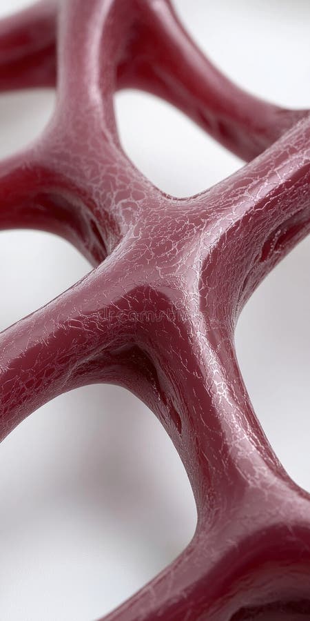 Close-up of a red, textured, organic-looking lattice structure. royalty free illustration