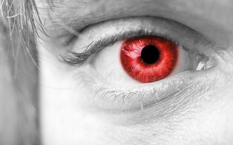 Close-up the red vampires eye