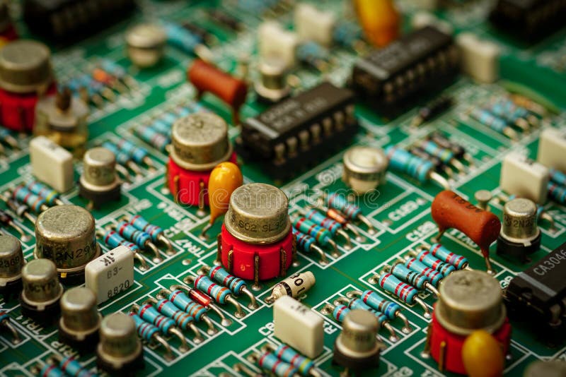 Resistors and Electronics on Board. Editorial Stock Photo Image of