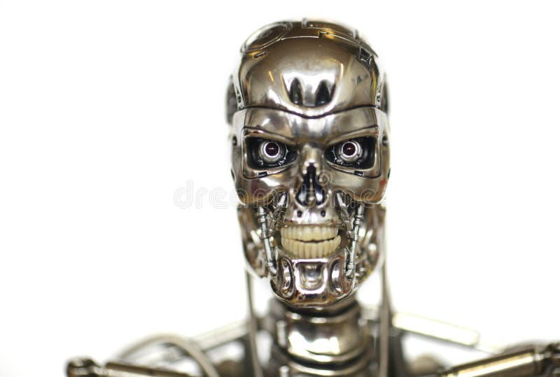 Robot terminator with white background royalty free stock images