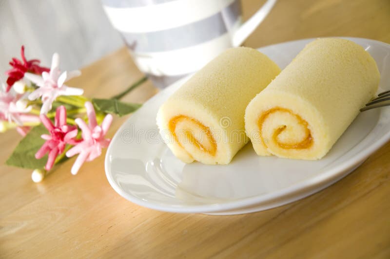 Close up roll cake