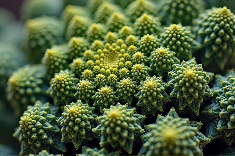 Close-up of romanesco broccoli with fractal patterns vector illustration