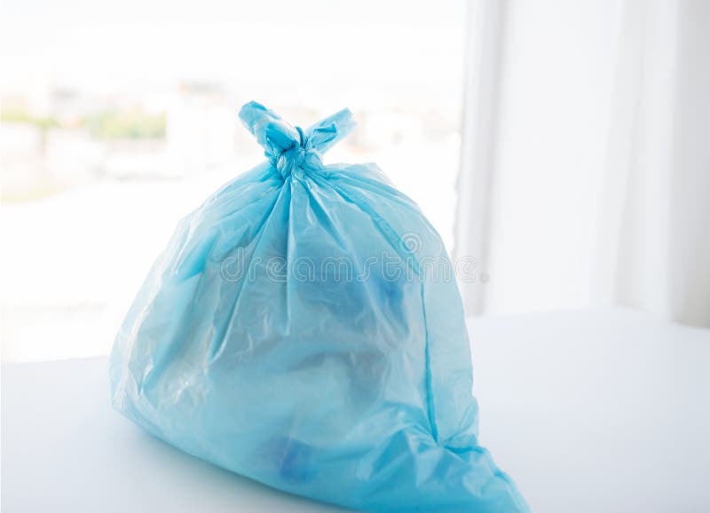 Close up of rubbish bag with trash at home