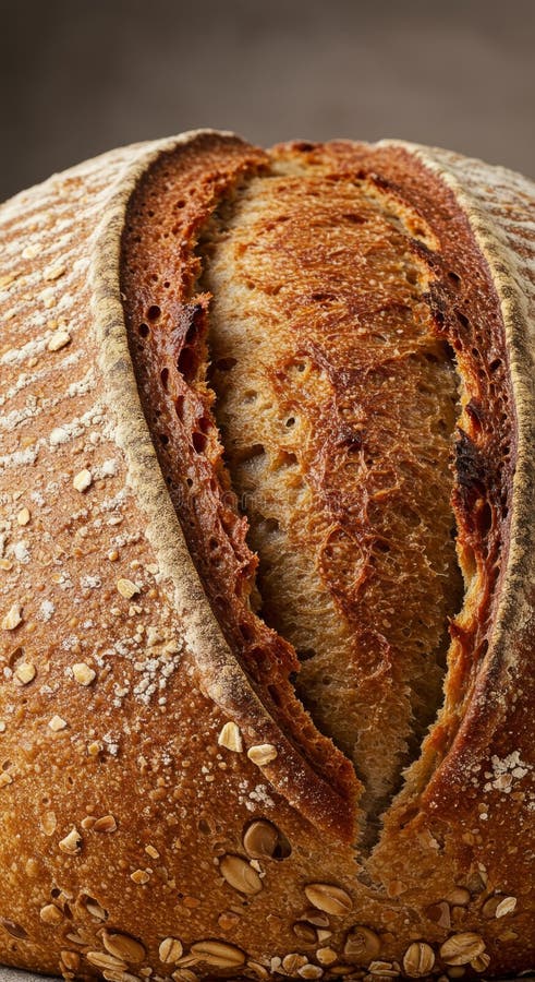 Close Up Rustic Brown Bread Loaf with Oatmeal royalty free illustration