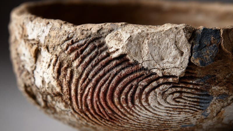 Close Up of Rustic Brown and White Clay Bowl royalty free illustration