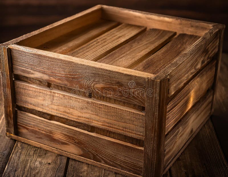 Close-Up of a Rustic Wooden Crate with Visible Grain and Texture royalty free illustration