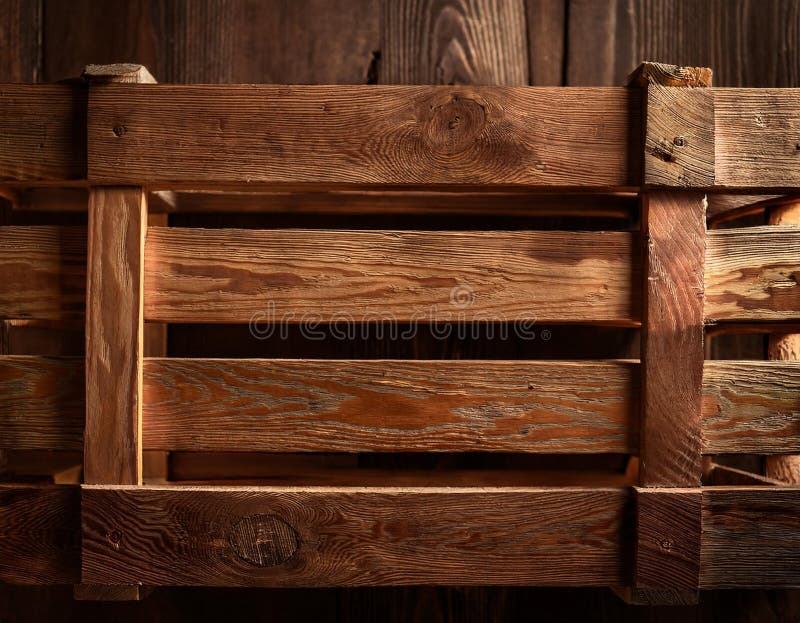 Close-Up of a Rustic Wooden Crate with Visible Grain and Texture royalty free illustration