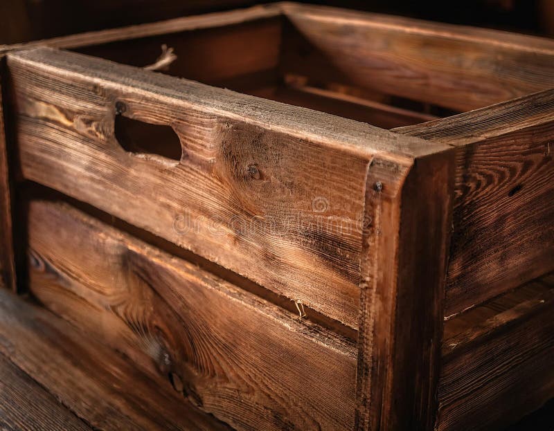 Close-Up of a Rustic Wooden Crate with Visible Grain and Texture vector illustration