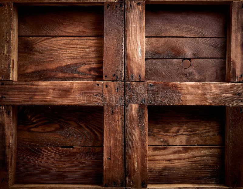 Close-Up of a Rustic Wooden Crate with Visible Grain and Texture stock illustration