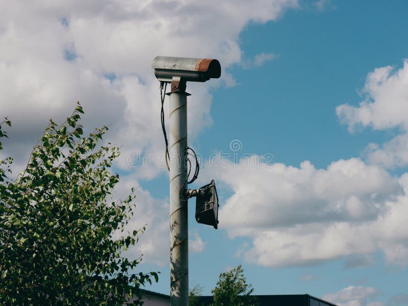 Close-up of rusty surveillance camera. Old cctv monitor stock images, royalty-free photos and pictures