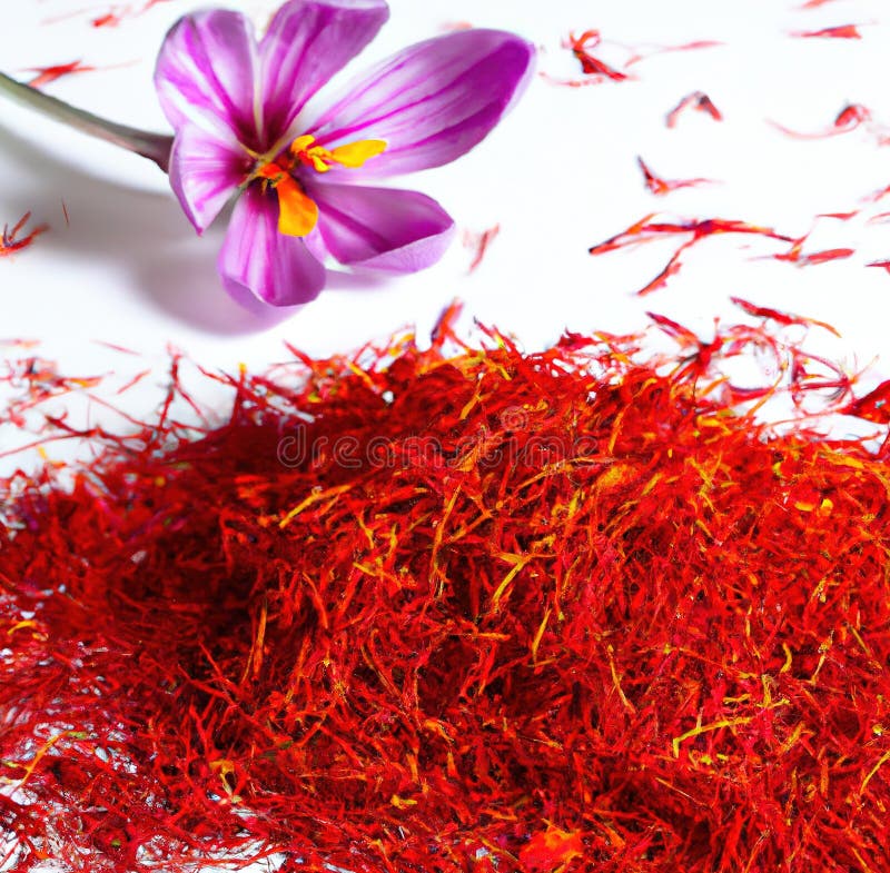 Close Up of Saffron with Flower Created Using Generative Ai Technology Stock Photo Image of