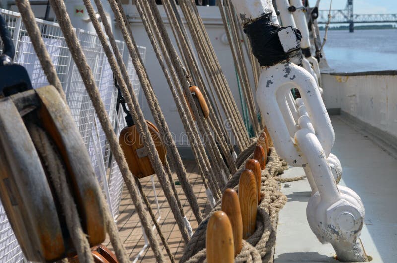 Closeup of Sailing Vessel Equipment Stock Image Image of white
