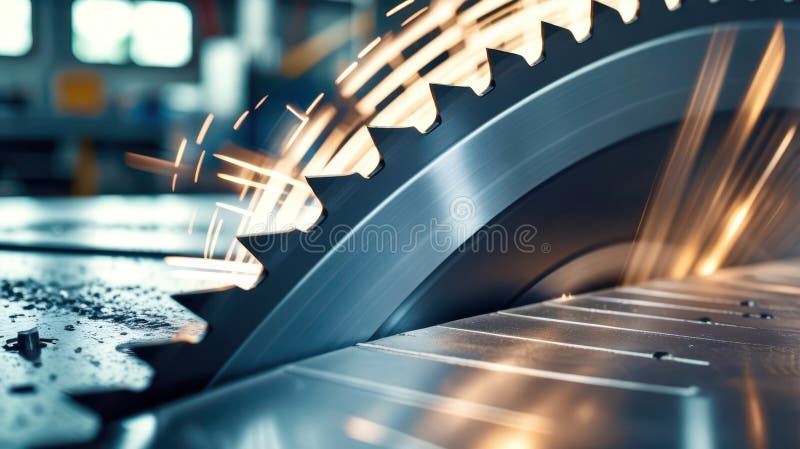 A close up of a saw blade with a lot of teeth royalty free stock images