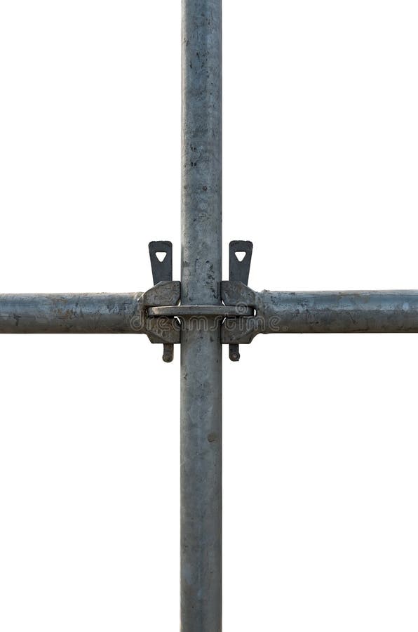 Close up scaffolding of a pipe clamp, isolated