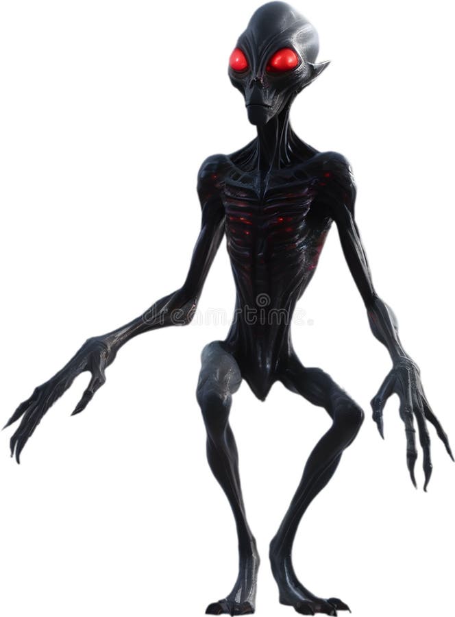 Close-up of a Scary Alien Image. Alien Clipart. Stock Image