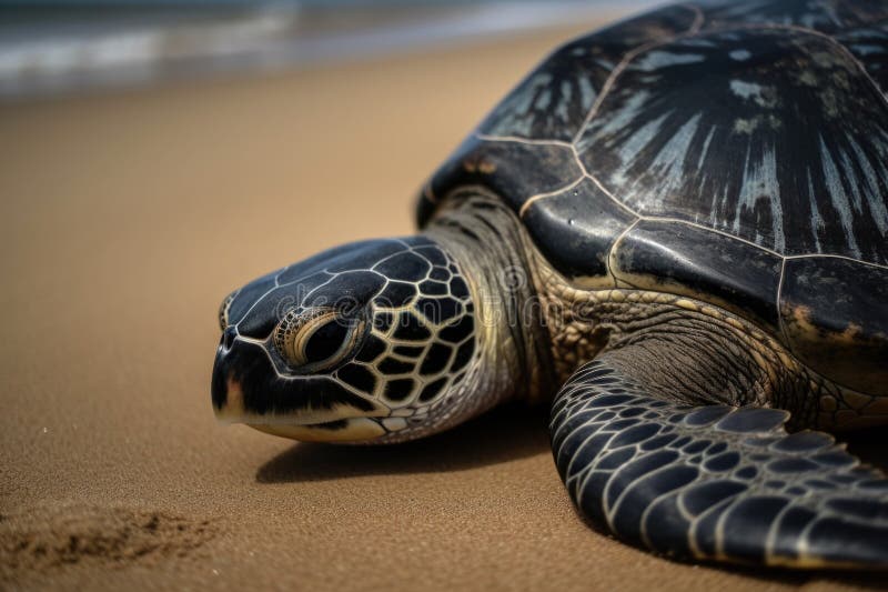 Closeup of Sea Turtle S Shell, with Its Unique Markings Visible Stock