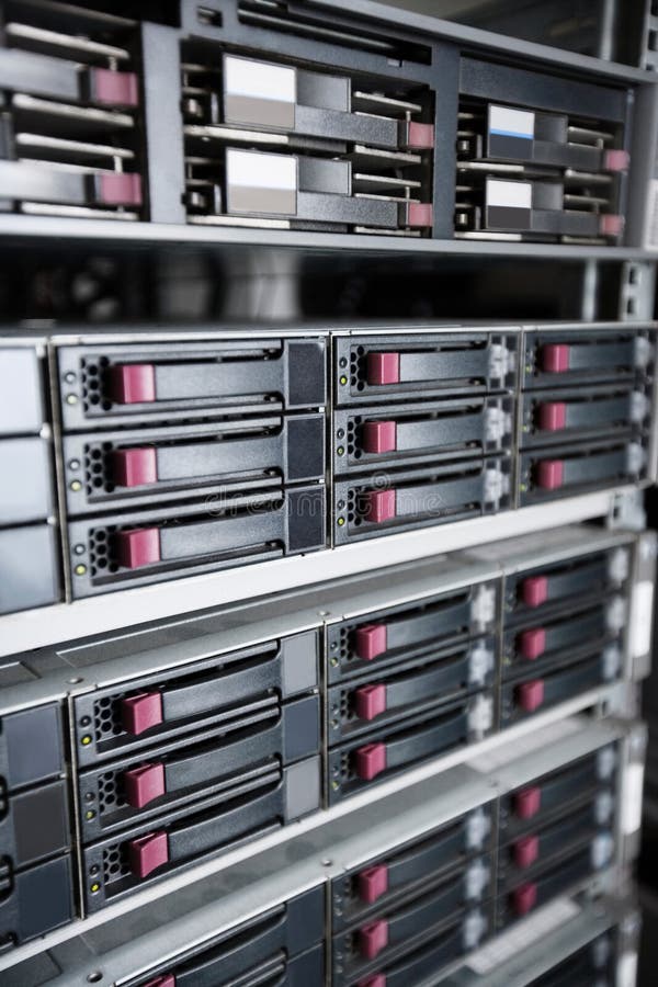 Close up of server hard drives in data center royalty free stock images