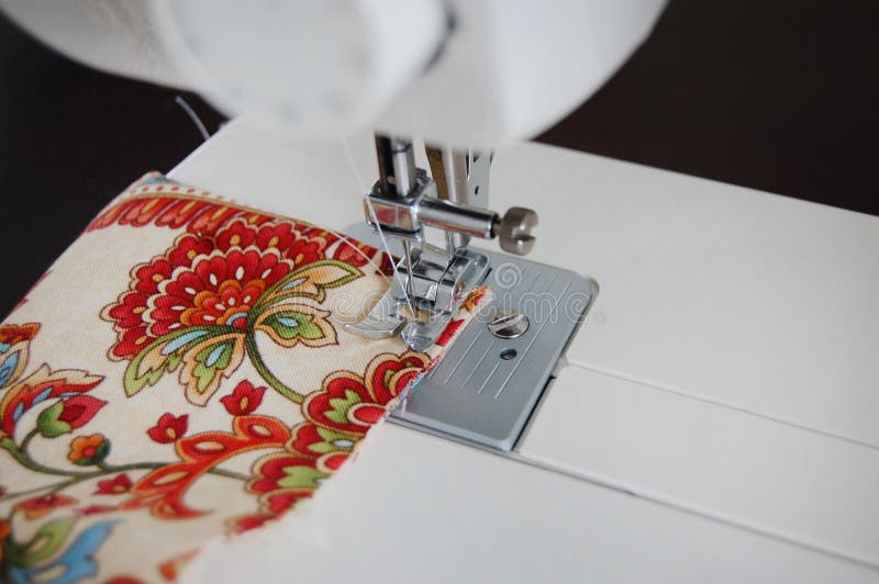 Sewing Machine Fabric Close Up Stock Photo Image of flower, skill