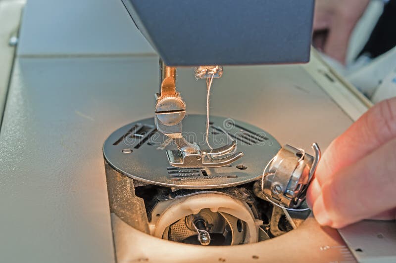 Closeup Sewing Needle in a Sewing Machine Stock Photo Image of