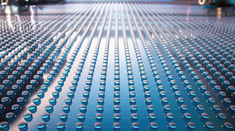 Abstract Close up of Many Small Blue Dots in Rows on a Surface vector illustration