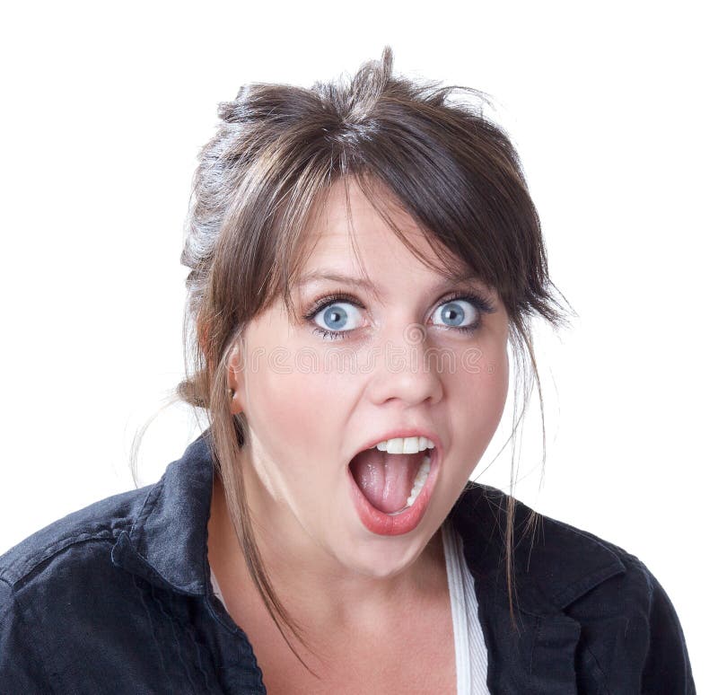 Close-up of shock and surprise expression royalty free stock photography Close-up of shock and surprise expression royalty free stock photography