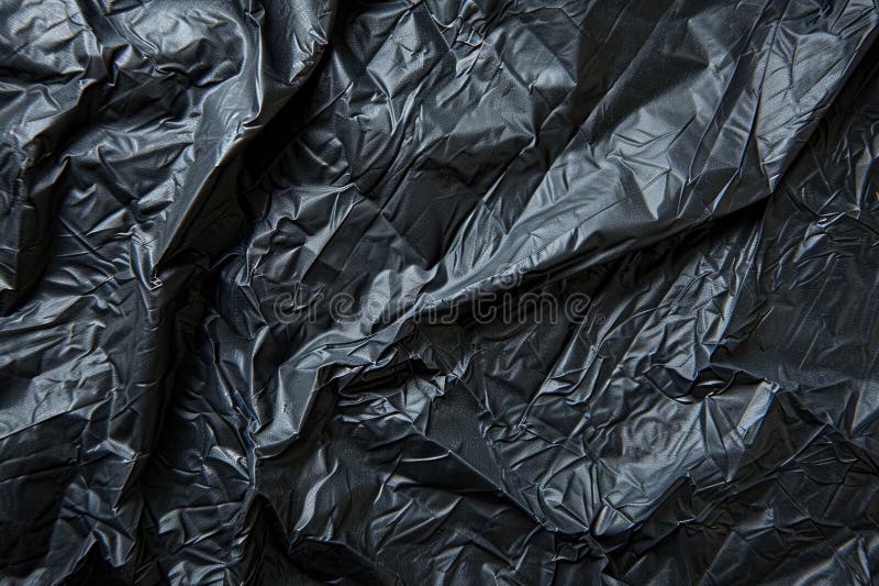 A close up shot of a black plastic bag with folded edges and a zipper royalty free stock photo
