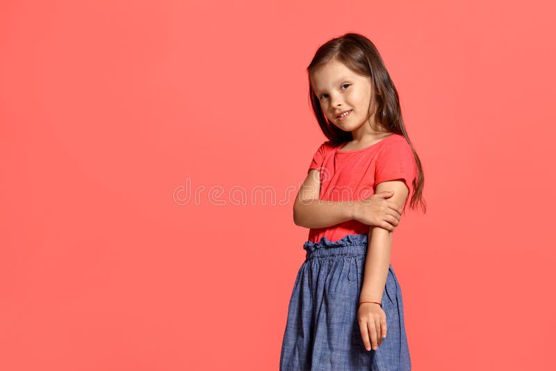 Close up shot of a wonderful girl in a denim up skirt