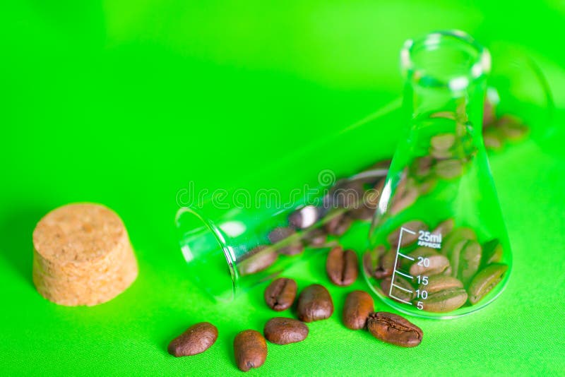 Close Up Shot of Coffee Beans in Laboratory Glassware Being Tested Stock Image Image of dark