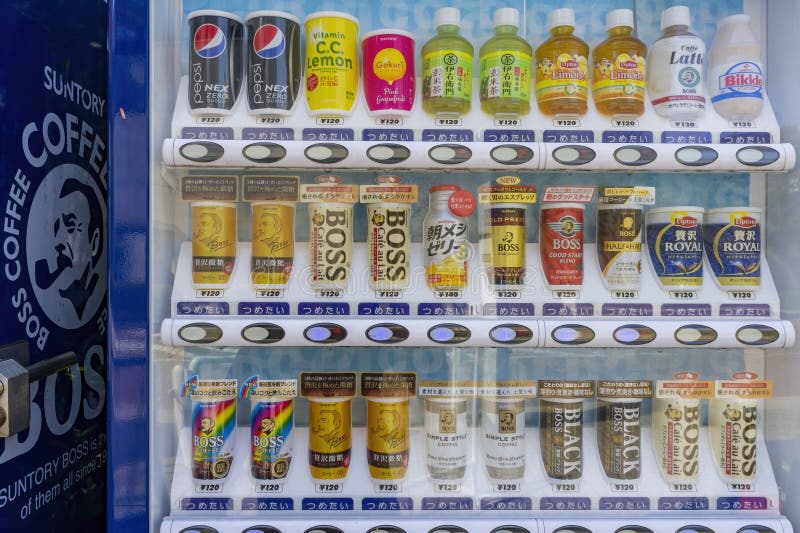 Close Up Shot of a Drinks Selling Vending Machine Editorial Stock Image