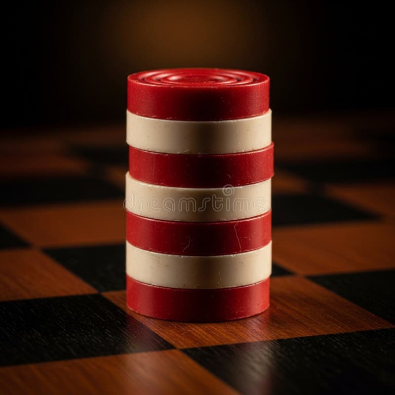 Stacked Checkers on Game Board vector illustration