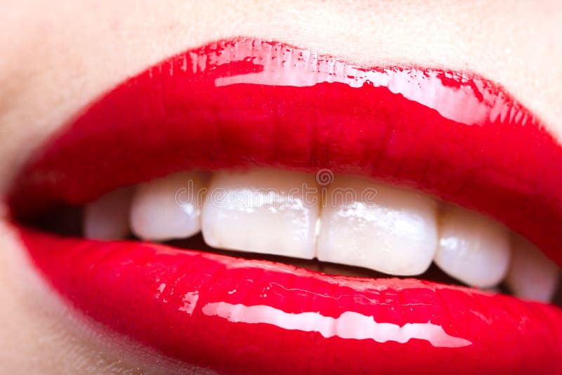 Close up shot of female red lips royalty free stock photography Close up shot of female red lips royalty free stock photography