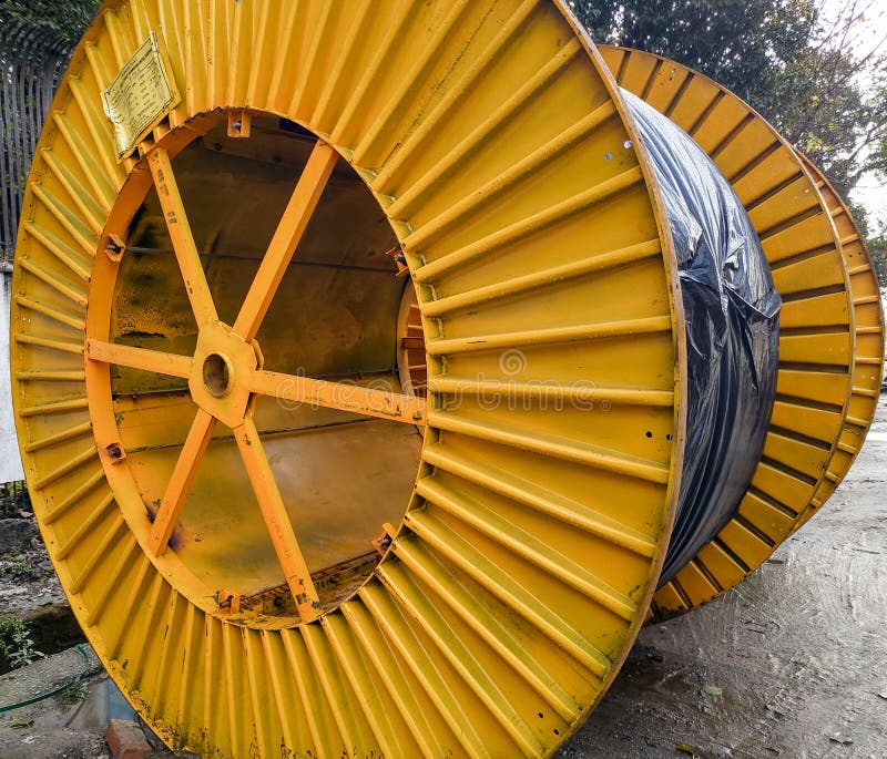 A Close Up Shot of Heavy Overhead Cable Roll for Electrical Power