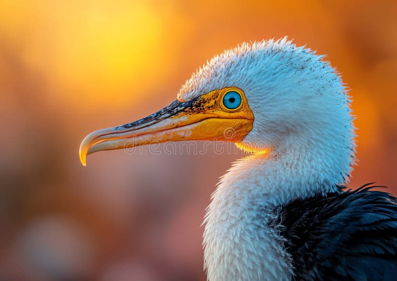 A close-up shot highlighting the avian elegance of a white Great Cormorant royalty free stock image
