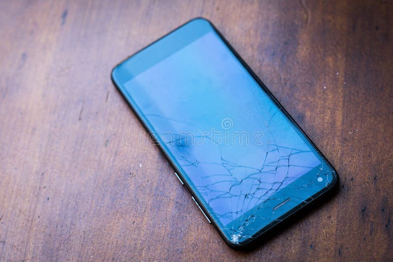 Mobile Phone with Broken Screen Stock Photo Image of scratch, crack