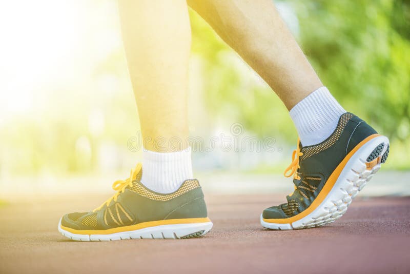 Close Up Shot of Runner S Shoes Stock Image - Image of fitness, motion ...
