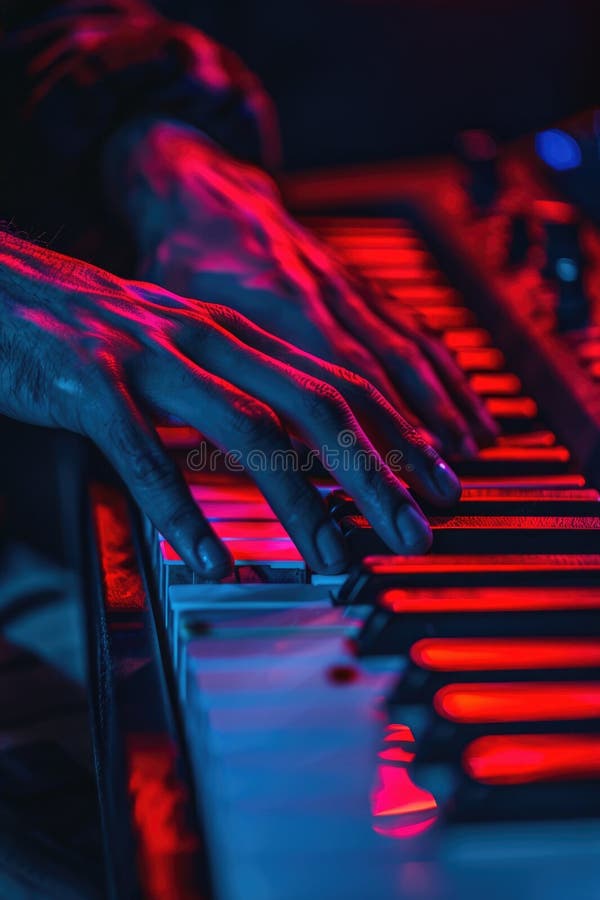 A close-up shot of someone playing a keyboard royalty free stock photos