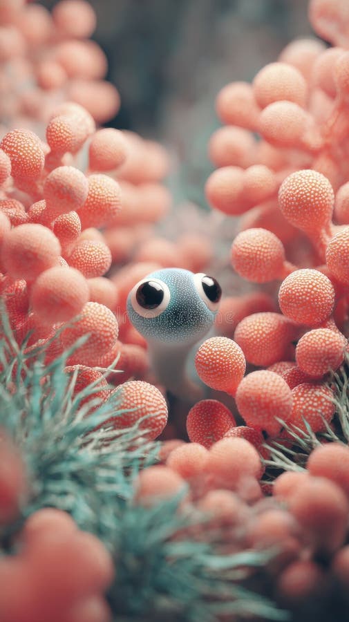 Curious Creature Among Coral royalty free illustration