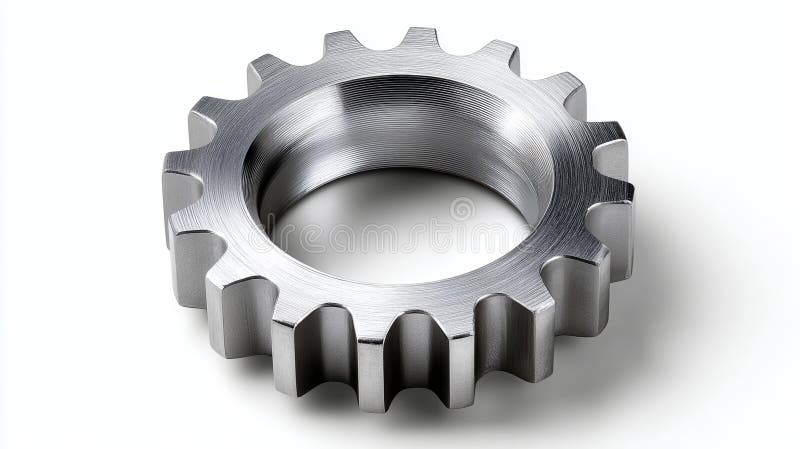 Close-up of a polished metallic gear highlighting craftsmanship stock image